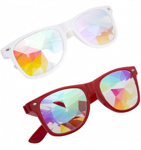 Square Kaleidoscope Glasses Festival Cosplay Rainbow Prism Sunglasses Goggles - white+red(square) - C718QWOW2AA $33.02