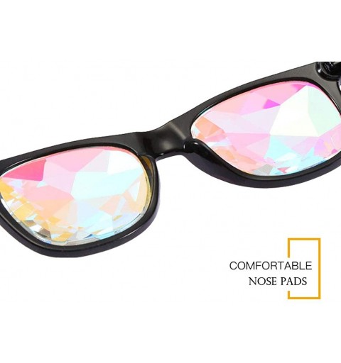 Square Kaleidoscope Glasses Festival Cosplay Rainbow Prism Sunglasses Goggles - white+red(square) - C718QWOW2AA $14.27