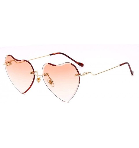 Aviator Sunglasses Frameless Peach Heart Sunglasses Love Sunglasses Brilliant Ocean Lady Sunglasses - A - CO18QNC54HW $29.87