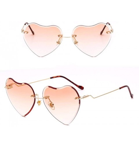 Aviator Sunglasses Frameless Peach Heart Sunglasses Love Sunglasses Brilliant Ocean Lady Sunglasses - A - CO18QNC54HW $29.87