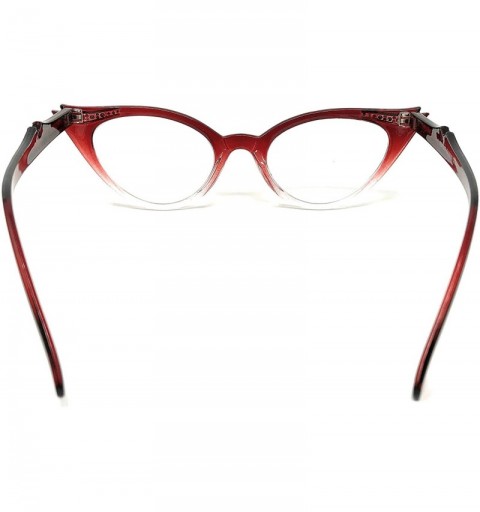 Semi-rimless Cateye or High Pointed Eyeglasses or Sunglasses - Red Fade- Clear - CU1279255AR $9.74