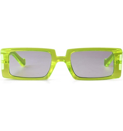 Rectangular Rectangle Sunglasses Women Fashion Sunglasses Square Wide Frame - Shiny Green Grey Lens - CX196N6TOSQ $12.37