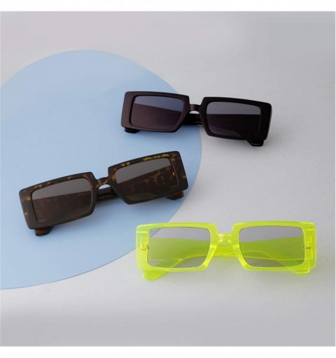 Rectangular Rectangle Sunglasses Women Fashion Sunglasses Square Wide Frame - Shiny Green Grey Lens - CX196N6TOSQ $12.37