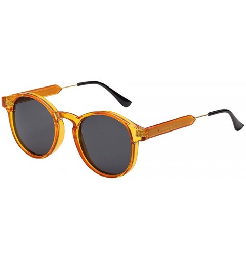 Oval fashion sunglasses unisex metal frame sunglasses uv400 protection sunglasses - Turmeric/Black - CZ12N7WZFRH $21.21