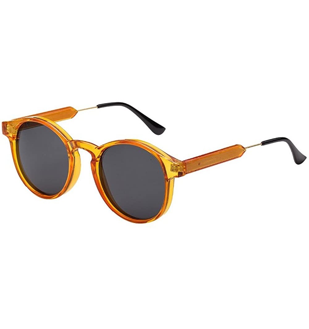 Oval fashion sunglasses unisex metal frame sunglasses uv400 protection sunglasses - Turmeric/Black - CZ12N7WZFRH $9.19