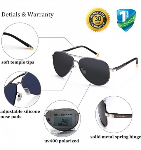 Square Polarized Aviator Sunglasses for Men Women Metal Flat Top Sunglasses lightweight Driving UV400 Outdoor 58mm - CG185UXD...