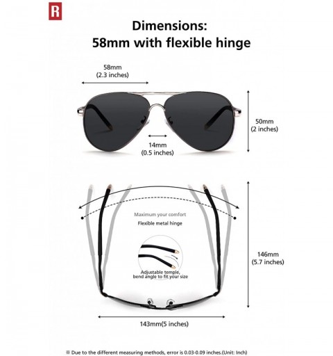 Square Polarized Aviator Sunglasses for Men Women Metal Flat Top Sunglasses lightweight Driving UV400 Outdoor 58mm - CG185UXD...