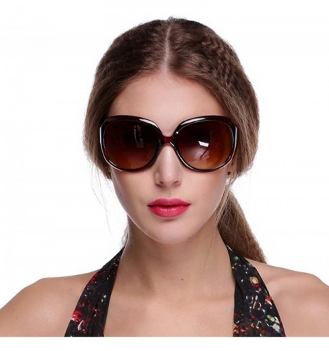 Oversized Women's Retro Vintage Style Oversized Designer Lens Sunglasses Outdoor Driving Eyewear Sunglasses - Brown - C618QED...
