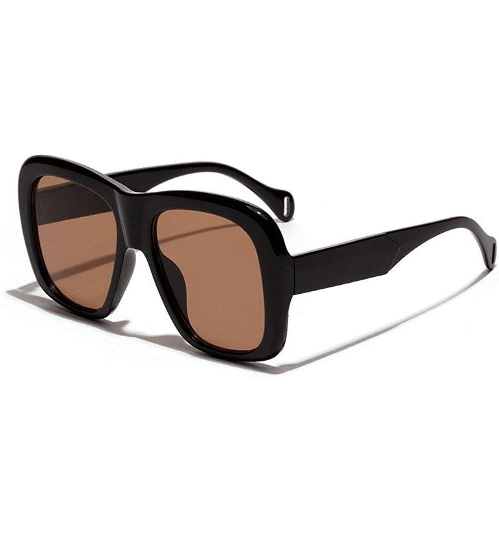 Square 2019 new trend big frame square fashion trend hip hop club brand designer luxury sunglasses UV400 - Black&tea - CW18N8...
