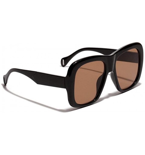 Square 2019 new trend big frame square fashion trend hip hop club brand designer luxury sunglasses UV400 - Black&tea - CW18N8...