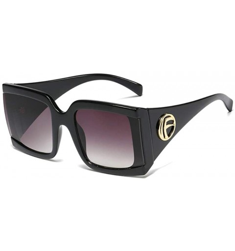 Oversized Thick Rim Designer Oversized Square Sunglasses for Women Bold Multi Tinted Frame - Black - CH18Y52CL3D $33.66