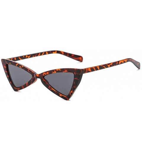 Cat Eye Women Men Small Cat Eye Sunglasses Fashion Triangle Glasses - Leopard Gray - CV18CHS0NS0 $19.61