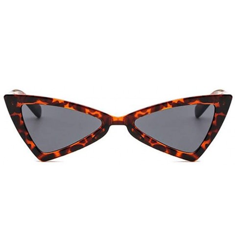 Cat Eye Women Men Small Cat Eye Sunglasses Fashion Triangle Glasses - Leopard Gray - CV18CHS0NS0 $19.61