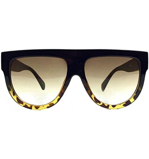 Aviator Aviator Flat Top Shadow Ombre Women Large Sunglasses Boyfriend - Brown Lens - Black Tortoise Frame - CE18OI8UX0Y $13.31
