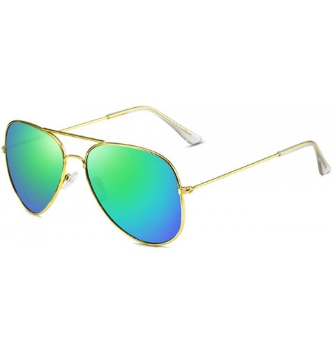 Round Fashion Retro Round Sunglasses Unisex Adult Polarized Driving Anti-UVA UVB Sunglasses - Gold-green - C918X63UZI2 $13.66
