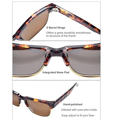Square Men's rectangular Square Sunglasses Scratch Resistant Designer Handmade Acetate Horn Rimmed Overiszed - CU18EWWGGG7 $1...