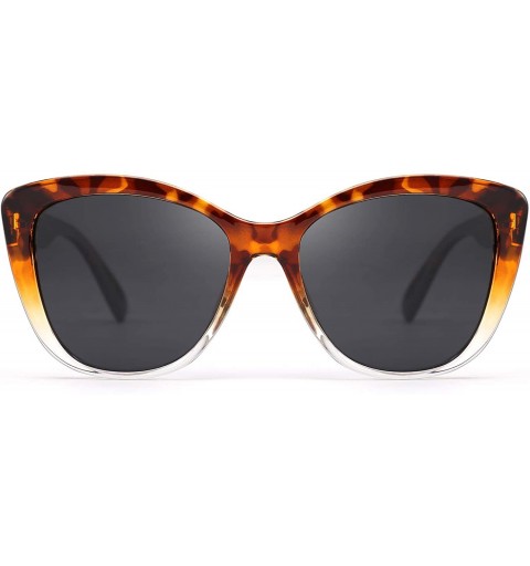 Aviator Polarized Vintage Sunglasses American Square Jackie O Cat Eye Sunglasses B2451 - Leopard Clear - CQ18R7XYLYW $16.71