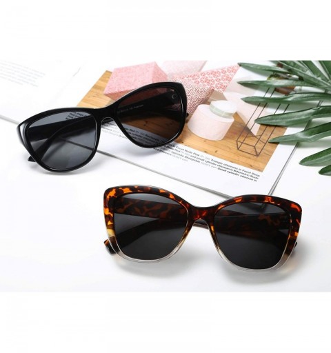 Aviator Polarized Vintage Sunglasses American Square Jackie O Cat Eye Sunglasses B2451 - Leopard Clear - CQ18R7XYLYW $16.71