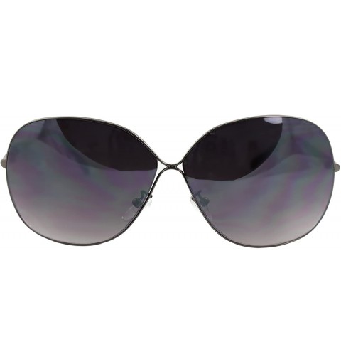 Oval Oval Fashion Sunglasses Black Frame Purple Black Lenses - C41108HW19Z $21.68