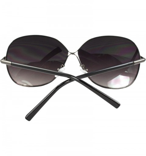 Oval Oval Fashion Sunglasses Black Frame Purple Black Lenses - C41108HW19Z $9.36