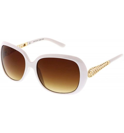 Square Women's Oversize Metal Arm Accent Gradient Lens Square Sunglasses 59mm - White Gold / Amber - CG184S49AG8 $11.50