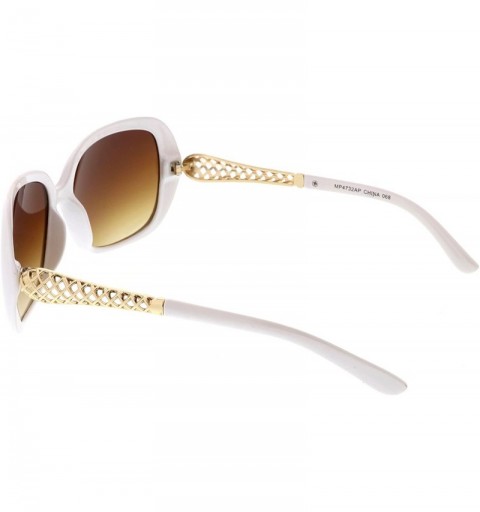 Square Women's Oversize Metal Arm Accent Gradient Lens Square Sunglasses 59mm - White Gold / Amber - CG184S49AG8 $11.50