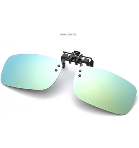 Rectangular Clip On Sunglasses Mens/Womens Flip-Up Polarised Sun Lenses For Driving/Fishing - Color4 - CW18OX4OI29 $8.68
