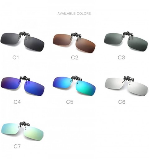 Rectangular Clip On Sunglasses Mens/Womens Flip-Up Polarised Sun Lenses For Driving/Fishing - Color4 - CW18OX4OI29 $8.68