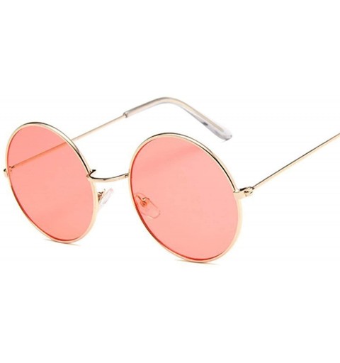 Oversized Retro Round Sunglasses Women Brand Designer Sun Glasses Alloy Mirror Female - Gun Color - CW198ZTIEQS $30.62