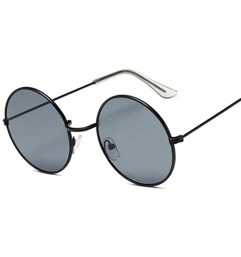 Oversized Retro Round Sunglasses Women Brand Designer Sun Glasses Alloy Mirror Female - Gun Color - CW198ZTIEQS $30.62