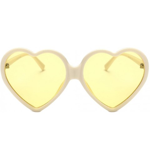 Rimless Fashion Women Unisex Heart-shaped Shades UV Mirror Sunglasses Eyewear - Yellow - CJ18Q3T5QA7 $9.50