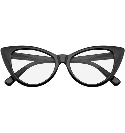 Oversized Super Cat Eye Glasses Vintage Fashion Mod Clear Lens Eyewear - Black - CQ12IVUYZNZ $7.61