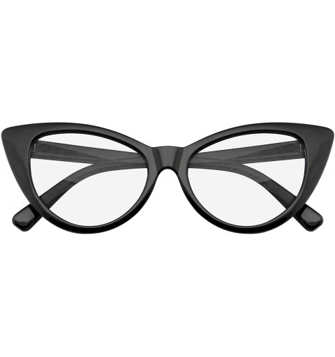 Oversized Super Cat Eye Glasses Vintage Fashion Mod Clear Lens Eyewear - Black - CQ12IVUYZNZ $7.61