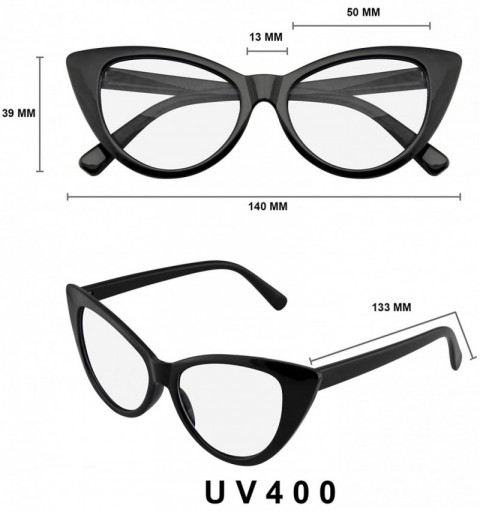Oversized Super Cat Eye Glasses Vintage Fashion Mod Clear Lens Eyewear - Black - CQ12IVUYZNZ $7.61