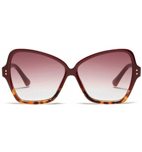 Oversized New fashion retro large box unisex rice nails irregular brand designer sunglasses UV400 - Red&leopard - CX18TGMLKS8...