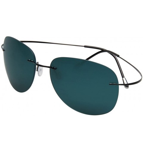 Aviator Designer Classic Titanium Men Women Polarized Aviator Sunglasses LSP8016T - Black Leg Green Lenses - CJ12N7XK4IJ $42.50