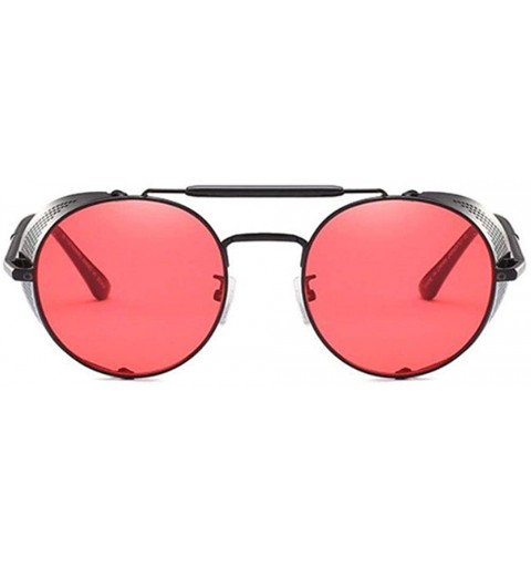 Aviator Steampunk Retro Round Sunglasses Metal Frame Men Women Black Red C7 Silver Blue - C3 Gungray Black - CG18YZWDGD8 $12.63