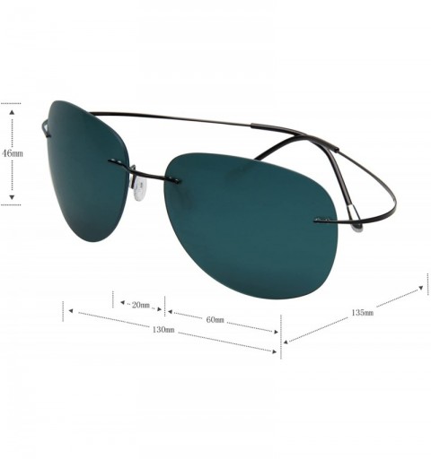 Aviator Designer Classic Titanium Men Women Polarized Aviator Sunglasses LSP8016T - Black Leg Green Lenses - CJ12N7XK4IJ $23.38