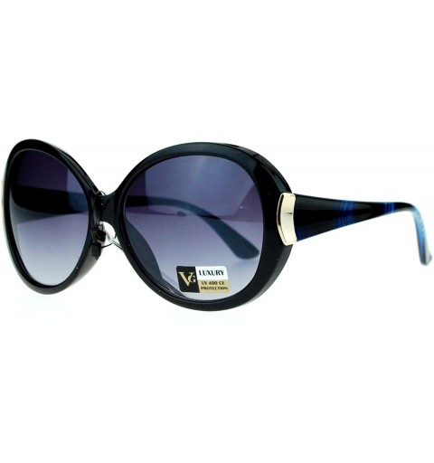 Round Diva Womens Round Oversize Butterfly Thick Plastic Sunglasses - Black Blue - CH11ZANA34F $9.89