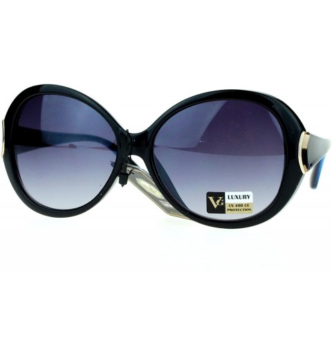 Round Diva Womens Round Oversize Butterfly Thick Plastic Sunglasses - Black Blue - CH11ZANA34F $9.89