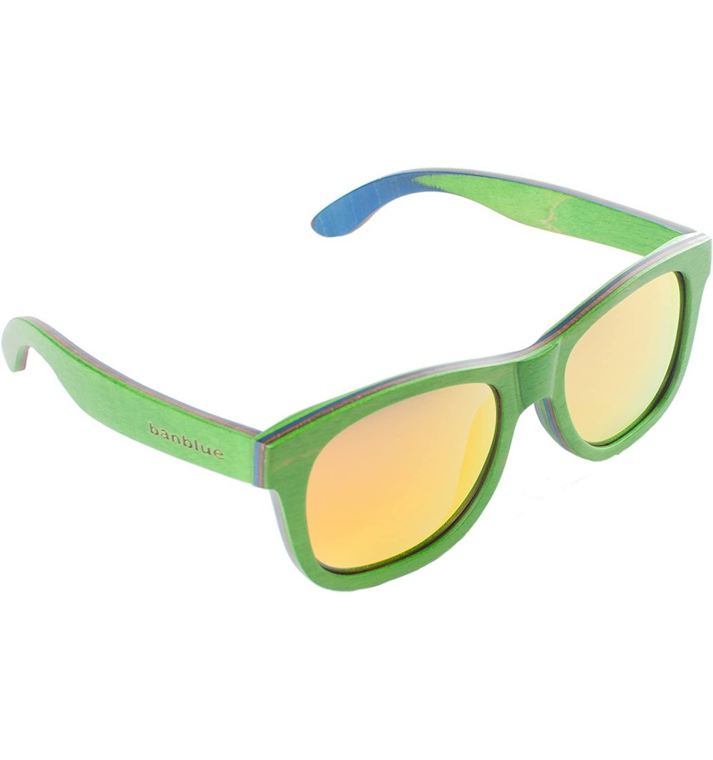 Wayfarer Wooden Sunglasses Skateboard Design - Shades That Float - Green - CN17Z74DZHE $54.65