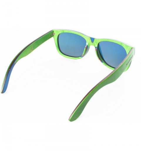 Wayfarer Wooden Sunglasses Skateboard Design - Shades That Float - Green - CN17Z74DZHE $54.65