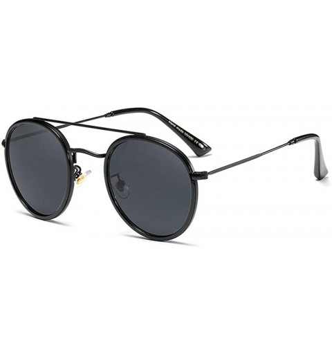 Round Vintage Men Small Round Frame Optical Sunglasses Double Beam Nearsighted Polarized Sunglasses Female - CU18YQ56LMZ $17.39