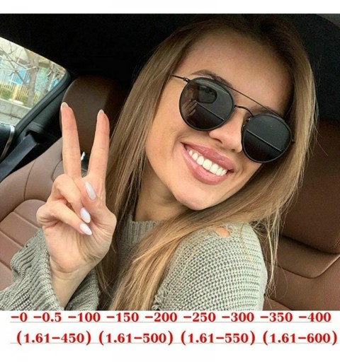 Round Vintage Men Small Round Frame Optical Sunglasses Double Beam Nearsighted Polarized Sunglasses Female - CU18YQ56LMZ $17.39