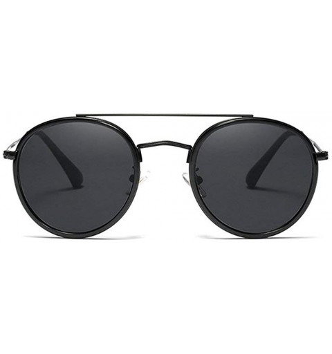 Round Vintage Men Small Round Frame Optical Sunglasses Double Beam Nearsighted Polarized Sunglasses Female - CU18YQ56LMZ $17.39