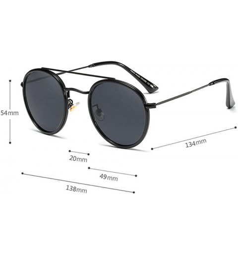 Round Vintage Men Small Round Frame Optical Sunglasses Double Beam Nearsighted Polarized Sunglasses Female - CU18YQ56LMZ $17.39