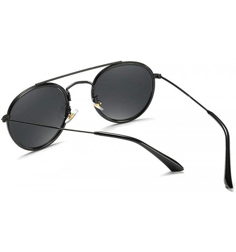 Round Vintage Men Small Round Frame Optical Sunglasses Double Beam Nearsighted Polarized Sunglasses Female - CU18YQ56LMZ $17.39
