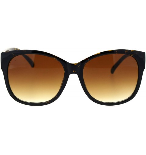 Oversized Womens Classic 90s Butterfly Minimal Plastic Designer Sunglasses - Tortoise Brown - C118SZ6038Z $9.26