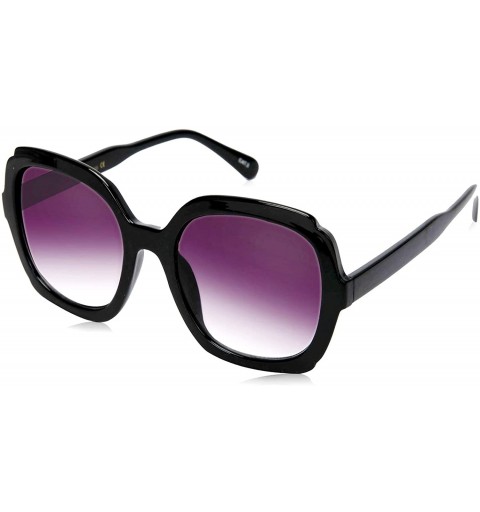 Oversized Fashion Oversized Sunglasses Polarized Protection - Bright Black Frame Gradient Grey Lens - C918SZUQHXI $9.28