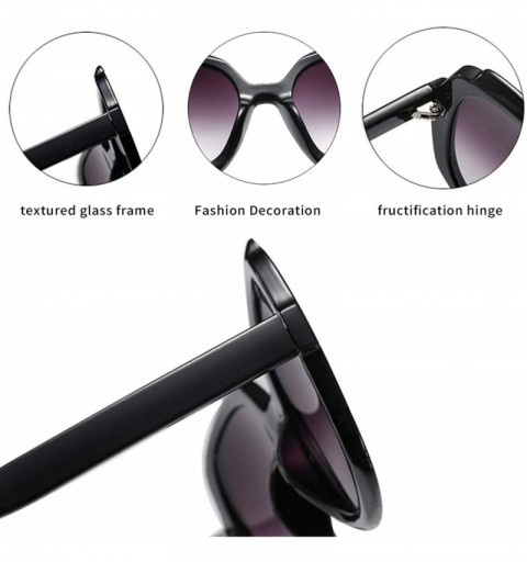 Oversized Fashion Oversized Sunglasses Polarized Protection - Bright Black Frame Gradient Grey Lens - C918SZUQHXI $9.28